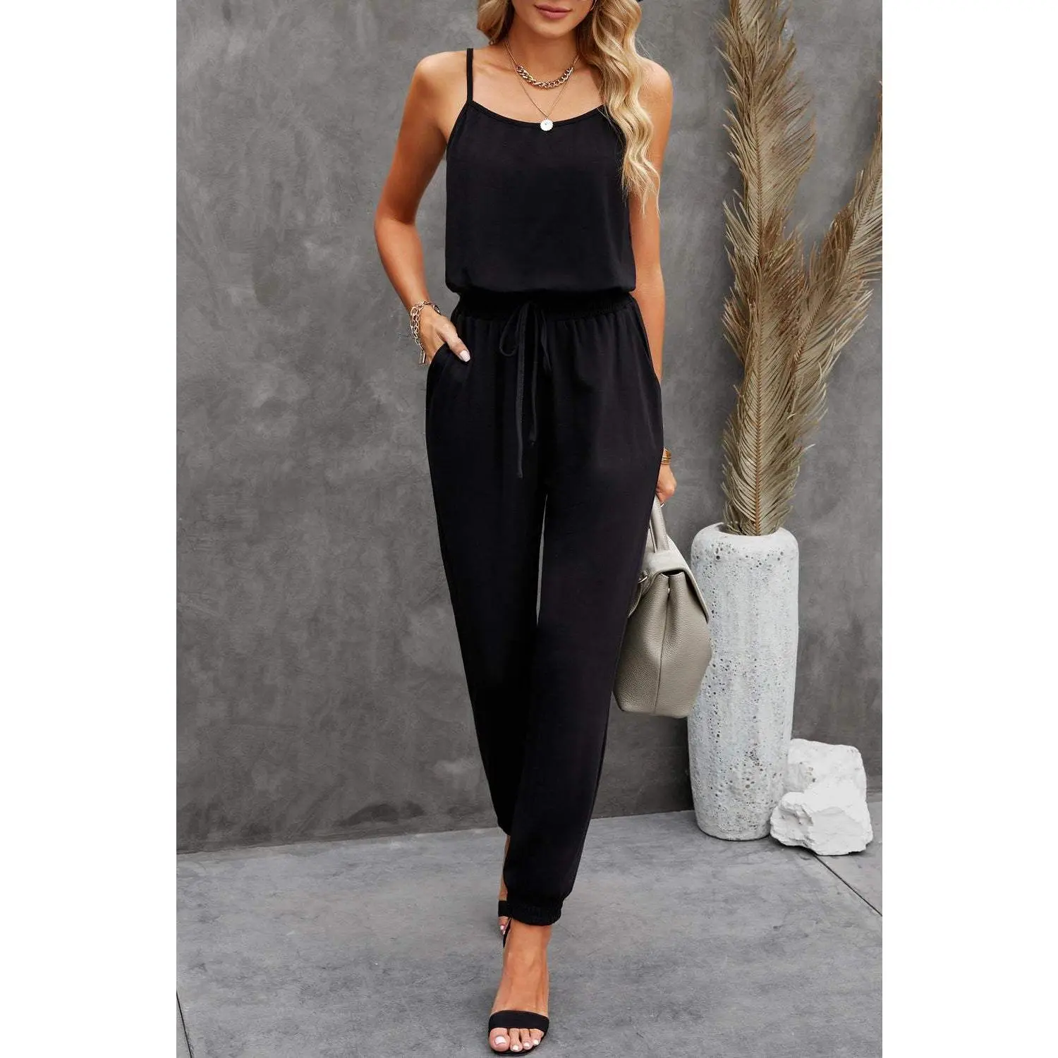 Spaghetti Strap Jumpsuit with Pockets
