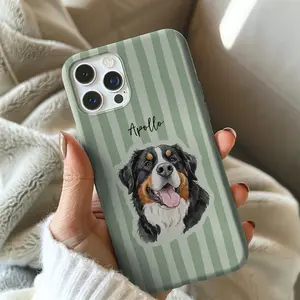 Personalized Pet Phone Case With Photo + Name Portrait For Iphone + Samsung, Personalized Dog Phone Case Cat Phone Case Gift