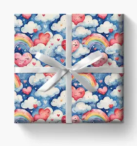 Colorful Heart & Rainbow Wrapping Paper