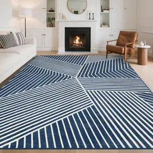 Modern Geometric Bedroom Rug Soft Indoor Vedside Rug Washable Area Rug Ultra-thin Non-slip Foldable for Dining Room Playroom Office Apartment Living Room Children's Room