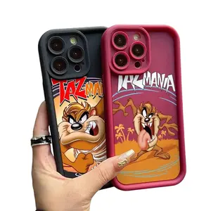 Cartoon Tasmanians Devils Phone Case for iPhone 16 15 14 Plus 13 12 11 Pro Max Ladder Lens Protection Cover Shockproof Casing for Smartphone