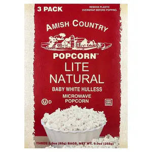 Amish Country Popcorn Microwave Popcorn, Lite Natural, 3 Bags, 3 oz (85 g) Each