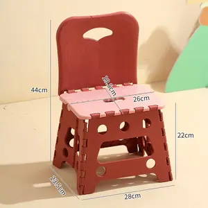 Non-Slip Folding Step Stool with Back Support for Kids,11" Thick Mini Folding Chair, Portable Foldable Stool, Strong Load Capacity,Flat After Folding,Easy to Carry, Outdoor Picnic Camping Fishing Travel Home Guests Plastic Step Stool Stepping Stool