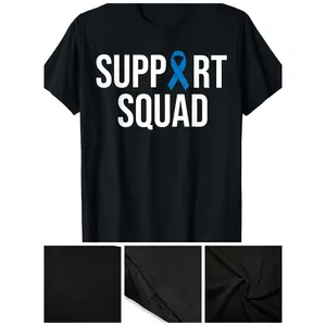 Colorectal Cancer Colon Cancer Blue Ribbon T-Shirt 100% Cotton,Made in USA