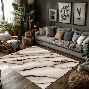 White Gold Vein Marble Crystal Velvet Area Rug Non‑Slip Luxury Modern Living Room Rug Home Decor Rugs#WhiteGoldVeinMarbleRug #ModernLuxuryRug #ElegantHomeDecor #GoldStreakMarbleCarpet #CrystalVelvetRug