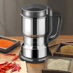 Lalayuan Grinder 300W Powerful Motor 10s Fast Grinding, Grain Mill for Beans Spices, Nuts, 8-blade Stainless Steel Electric Coffee Bean Grinder, 400g/400ml/14oz Deepen Grind Chamber, Dry Food Processor,35000rpm Quickly Evenly Fine Grind, Keep Pressing
