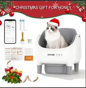 Obangle Smart Litter Box Open-Top Self-Cleaning Cat Litterbox with App Control, 10.5L Waste & 4.5L Litter Capacity, Odor-Free, Includes Trash Bags, Ideal for Multi-Cat Households# Christmas gifts