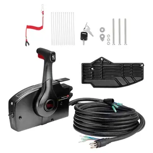 Boat Throttle Control System 881170A15 Side-Mounted Outboard Remote Control Box For Mercury PT 2-Stroke, Marine Throttle Control Unit With Power Trim Switch, 16.3-Foot Harness, 8+4 Pin Connectors, And Lanyard Included