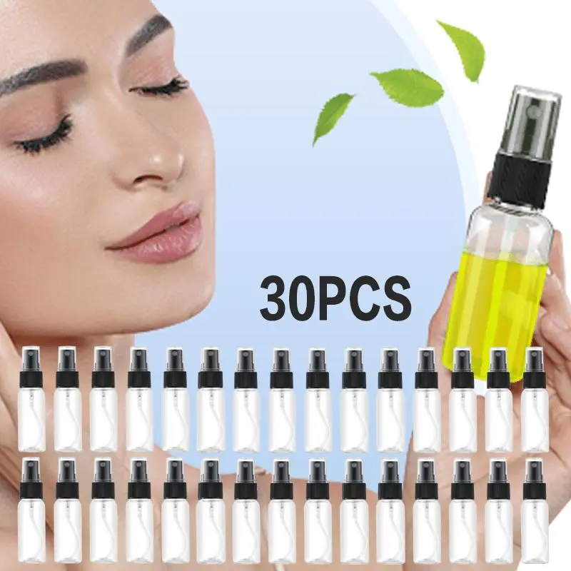30 Pack Leak-Proof Spray Bottles (2 oz/60ml), Reusable Fine Mist Plastic Atomizers - Cosmetic Containers for Travel, Perfume & Makeup
