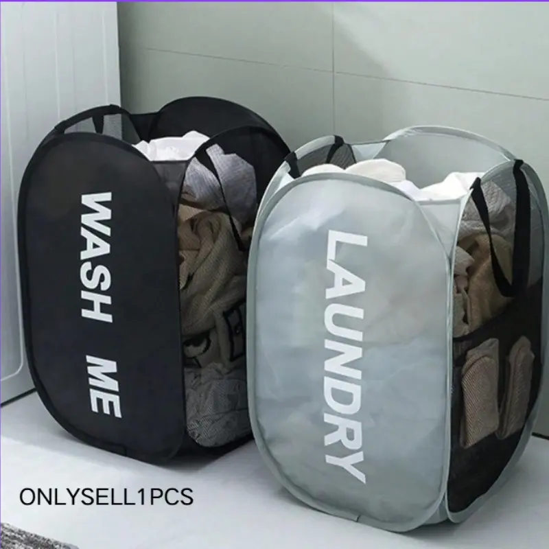 Foldable Laundry Basket with Handle, Home Storage Bin for Dirty Clothes, Durable Organizer for Bathroom & Closet Use, Collapsible Laundry Hamper, Folding Laundry Basket