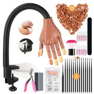 Advanced Practice Hand for Acrylic Nails: 2025 Upgraded Anti-Slip Nail Practice Hand Flexible Nail Tech Supplies 200Pcs Nail Tips Nail Glue Clipper Manicure Trainng Hand Nail Kit for Beginner