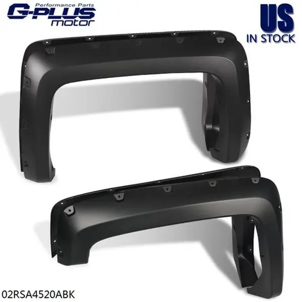 MOTOR GPLUS 4-Piece Pocket-Riveted Truck Wheel Fender Flares - Polypropylene Mudproof Spray Shield Exterior Trim, Wheel Protection for 2014-2018 Chevy Silverado HD, 6.5'-8' Bed, Comes with Necessary Bolts (Father's Day Gift)