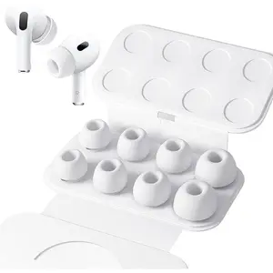 Silicone Earphone Tips, 4 Pairs Silicone Replacement Ear Inserts with Hole, Earbuds Tips Compatible with AirPods Pro 1 2 (Various Sizes, XS/S/M/L)