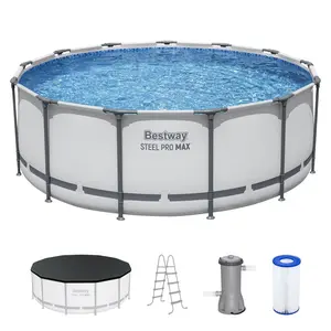 Bestway Steel Pro MAX 13'x48" Round Above Ground Swimming Pool with Pump & Cover