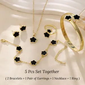 Lucky Flower Alloy Jewelry, Lucky Flower design,Neckline, Artemis bracelets, bracelets, rings, CloverJewelry, four-leaf clover garland. Elegant Gift