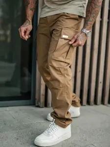 Men's Loose-Fitting Work Pants, Wrinkled Design, Perfect for Outdoor Activities and Daily Wear, All Seasons Fitted Style, Casual Pocket Pants