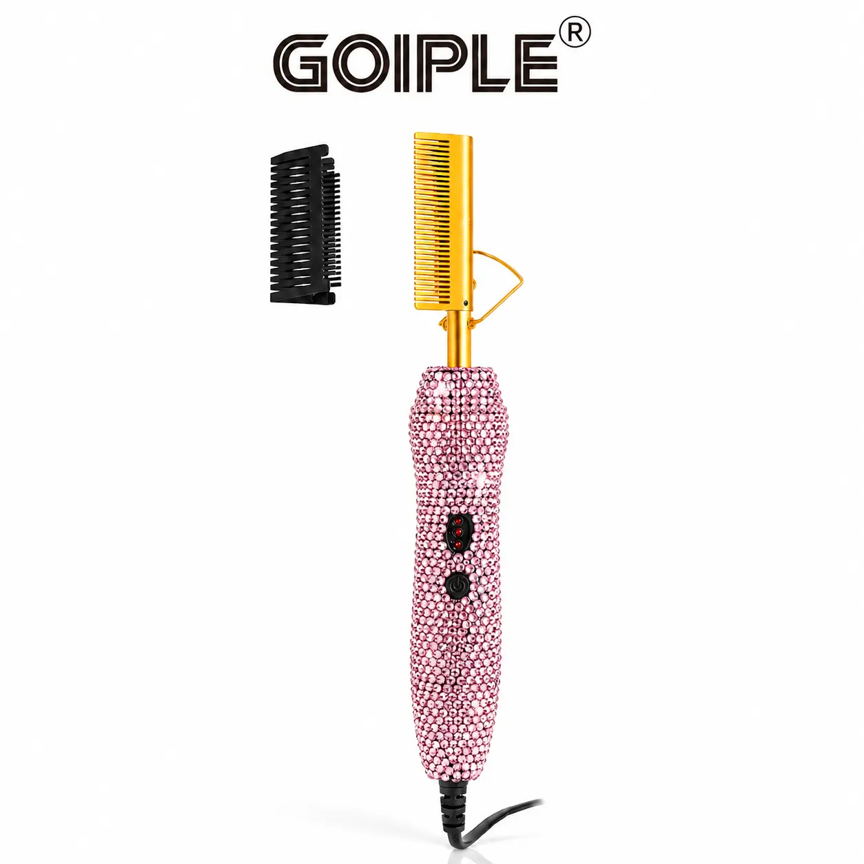 Goiple Anti-Scald Electric Hot Comb,Diamond-Style Anti-Scald Straightener for Black Hair & Wigs, Adjustable Temperature, Auto Shut-Off for Safe Daily Use