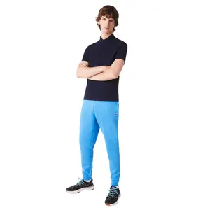 Men's Lacoste Organic Cotton Sweatpants - Ribbed, Embroidered, Stylish Fleece Menswear Sports Bottoms