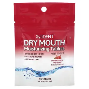 XyliDENT Dry Mouth Moisturizing Tablets with Xylitol, Pomegranate Raspberry , 40 Tablets, 0.70 oz (20 g)