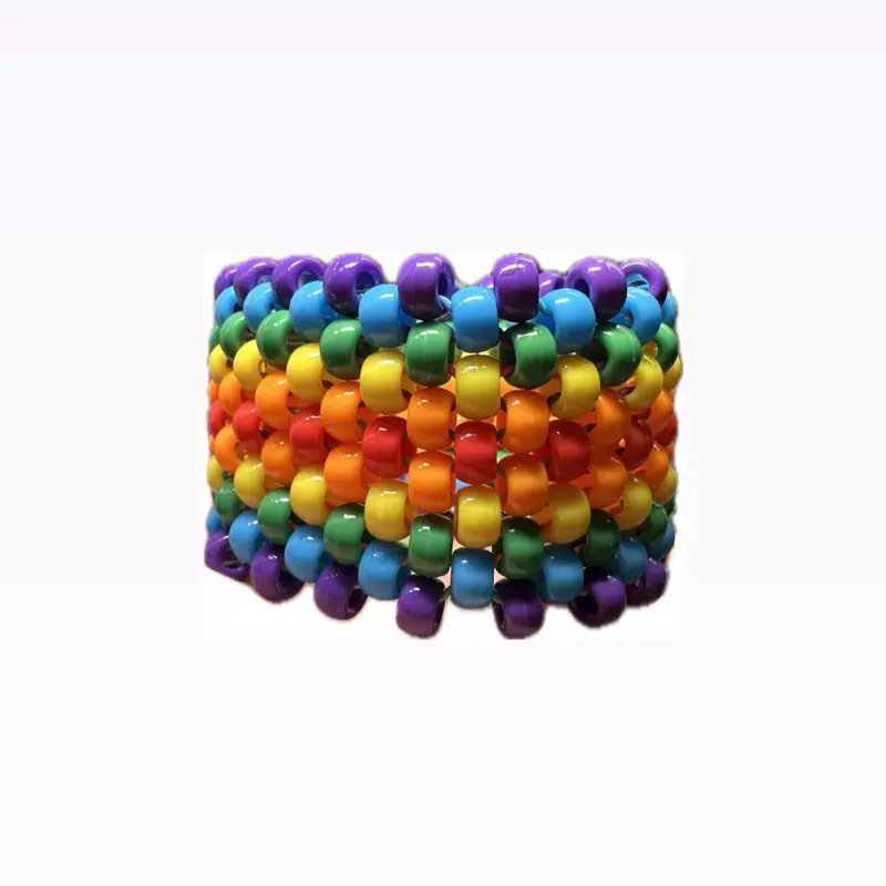 Rainbow Kandi Arm Cuff - Handmade Beaded Accessory for Music Festivals, Raves
