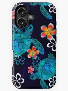 Soft Cactus Sea Turtle With Flowers Iphone Case Phone Case Phone Cases Phone Cover Hard Case Tough 2-Piece Phone Case