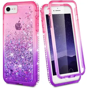 SE 2022 / SE 2020 Case,  7 8 Full  Case for Girls Women Glitter Liquid with Built-in Screen Protector Protective Phone Cover for  6/6s/7/8/SE 2020,  Purple