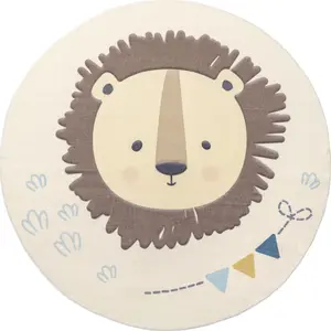 Ellia Cheerful Lion Machine Washable Kids Area Rug