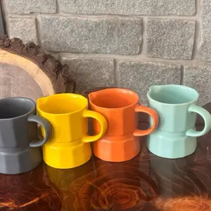 Puerto Rico Coffee Mug Greca - 10 oz Ceramic Moka Pot Inspired Mug in Yellow, Orange, sage green & Dark Grey Perfect for Coffee Lovers High-Quality Durable Ceramic Geometric Aesthetic