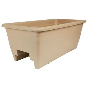 The HC Companies Railing Planter Box with Removable Drain Plugs, 24", Sandstone