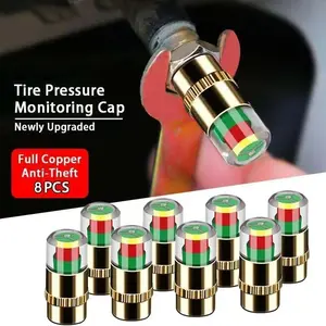 4/8/12Pcs Car Tire Pressure Monitor Valve Stem Caps Sensor Indicator Easy to Read 3 Color Eye Alert( 2.2Bar 32-to-35 PSI)
