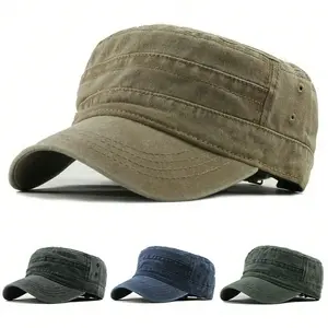 Structured Baseball Cap with Flat Peak Military Style Unisex Cap for Casual & Outdoor Wear in Multiple Colors