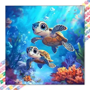 1 set of DIY diamond painting kit, 5D diamond art set, DIY decoration of sea turtles, ocean, coral mosaic, diamond art, DIY art home decor.