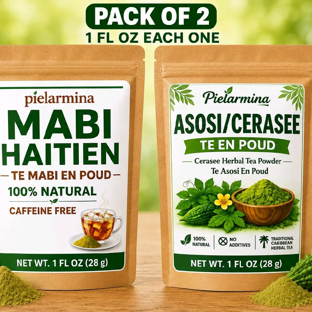 Pielarmina Natural Mabi and Cerasee Powdered Packets with Natural Herbs, 2-Pack, 1 FL oz Each, Room Temp Storage Compatible