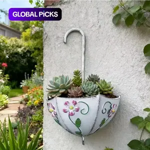 Vintage Metal Wall-Mounted Flower Basket Pendant, Rustic Iron Hanging Planter, Ornate Hook for Succulents, Mosses, Vines, Hanging Flower Pots, Garden Accessories, Outdoor Garden Decor