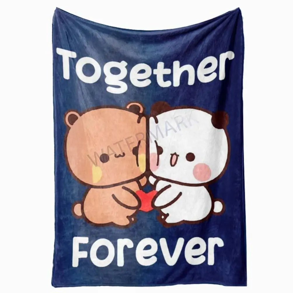 Contemporary Soft Touch Flannel Blanket, Bubu and Dudu Together Forever Lovers Design, All Seasons, Machine Washable, Digital Print,A multi-functional and beautiful blanket suitable for decoration, use and as a gift. Add some fun to your home