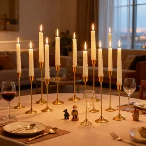 Elegant Metal Candlestick Set of 12, Christmas Halloween Romantic Dinner Anniversary Wedding Home Hotel, Tabletop Decoration, Candle Holder Set
