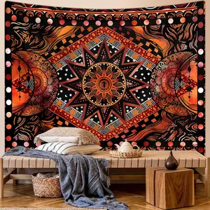 Vintage Sun & Moon Pattern Tapestry, 1 Count Colorful Bohemian Geometric Tapestry, Wall Hanging Decor for Home Living Room Bedroom Dormitory, Decoration Items, Tapestry Wall Mural, Wall Tapestries
