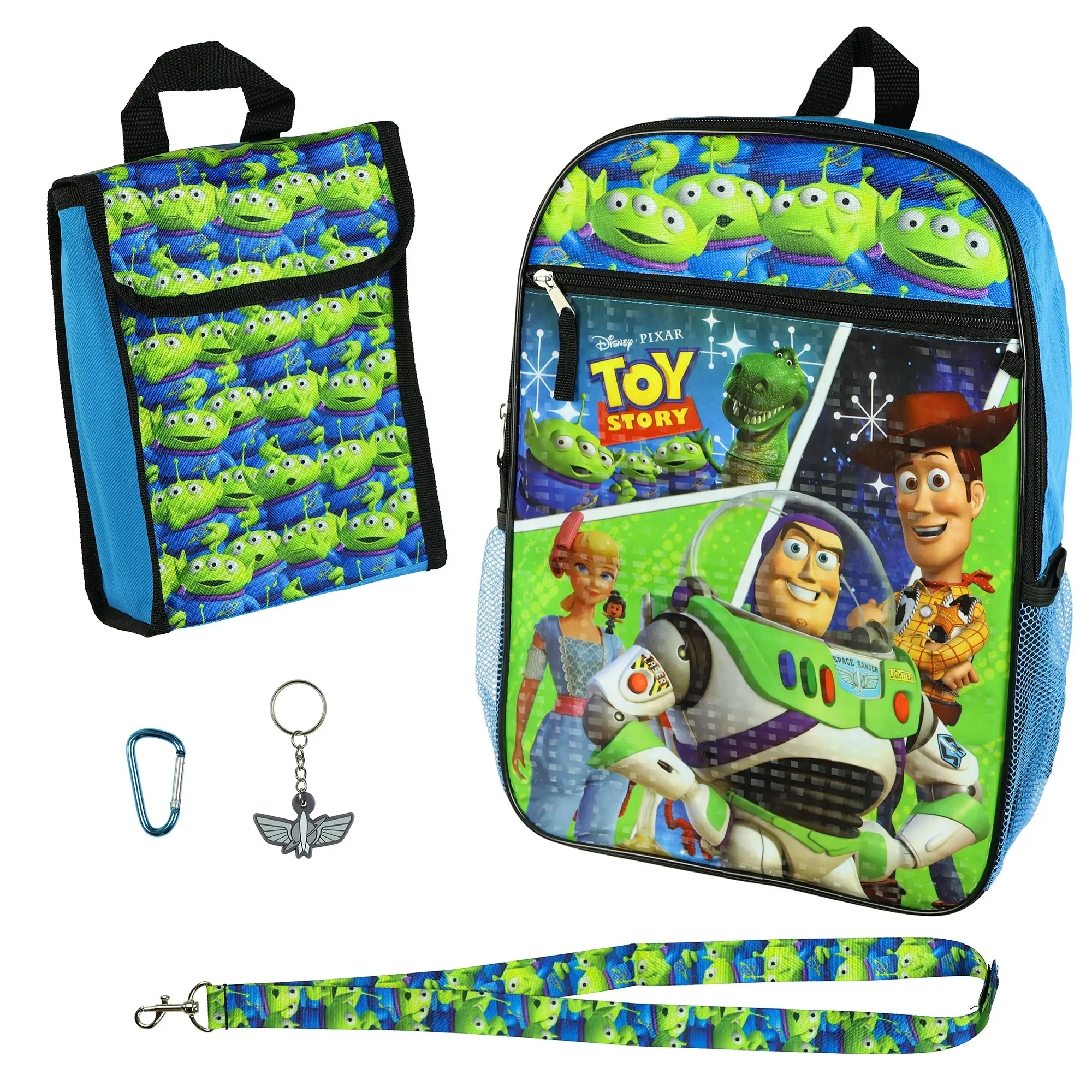 Disney Toy Story Backpack 16" Buzz Woody and Friends 5 Piece Set Bookbag with Detachable Insulated Lunch Box