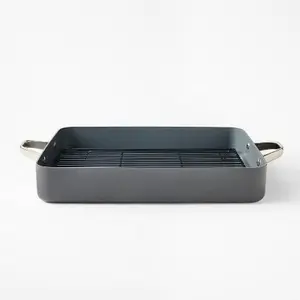 15.74" Aluminum Ceramic Roasting Pan Dark Gray - Figmint
