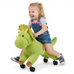 【FathersDayGift】VEVOR Ride On Horse, Riding Dinosaur Toys for Kids, Features Lifelike Dinosaur Roars, No Battery Required, 360-Degree Flexible Smooth Wheels, Soft Seat, 88 lbs Max Load Capacity for Toddlers Ages 3+