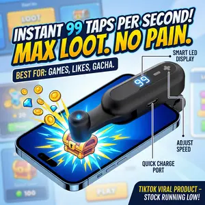Rechargeable Physical Auto Clicker, Wireless Use with USB Charging, High Speed Simulated Finger Tapping for TikTok Live Likes, Gaming & Flash Deals