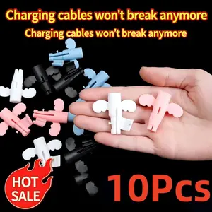 10-Pack Angel Data Cable Protectors, Universal Charging Cable Bend-Proof Tips, Cute Cartoon Wire End Caps, Laptop & Earphone Line Guards