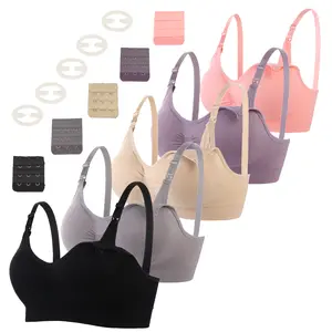 Women's 5-Pack Wireless Seamless Nursing Bralettte - Maternity Clothing for Breastfeeding, Sleeping with Extra Extenders