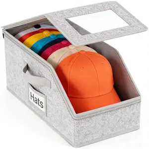 【Mother's Day Gift】Stackable Baseball Cap Storage Box, Holds Up to 24 Hats – Durable Foldable Cardboard Organizer, Large Capacity Hat & Toy Storage Solution, Versatile Home & Bedroom Organizer, Dustproof, Space Saving