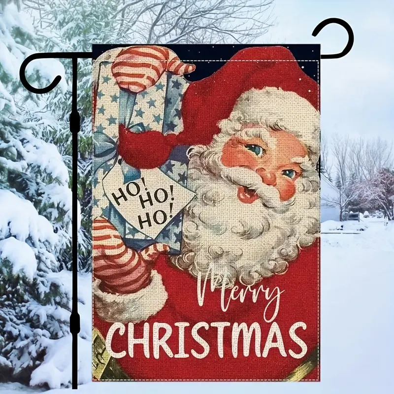 Santa Christmas Garden Flag, Xmas Winter Flag, Waterproof Double Sided Flag, Home Decor, Outdoor Decor, Yard Decor, Garden Decorations, Patio Decor, Lawn Decor Ornaments Art