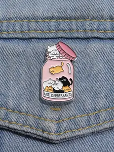 Cute Cat Design Brooch Pin, Animal Themed Enamel Pin, Clothes Accessories for Women & Men, Perfect for Backpacks, Jeans, Scarves, Hats Decoration, Hat Pins