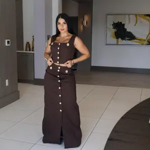 SET BOA Two Color Brown and Black Skirt Women's Wear Below the Ankle Elegant Two-Tone Design Versatile Stylish