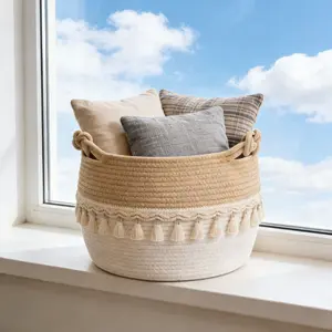 Cotton Woven Laundry Hamper, Foldable toy Storage Basket with Handles, Decorative Organizer for Living Room, Bedroom & Laundry Room dirty clothes Easter