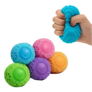 Fluffy Smiley Face Stress Balls - Soft Squishy Fidget Sensory Toys for Anxiety Relief, Kids & Adults cute