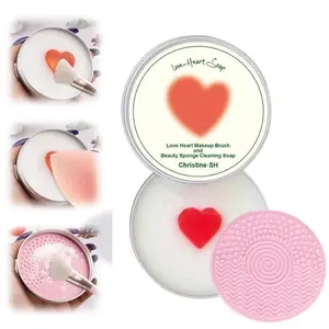 2026 New Makeup Brush Cleaner Soap with Silicone Mat Deep Cleaning Soap Bar for Synthetic & Natural Brushes Sponges Removes Waterproof Makeup Fast Drying Must Have Beauty Tool for Women Girls Makeup Lovers